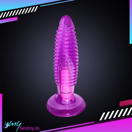 Purple Jelly Anal Vibrating Butt Plug With Suction Cup AD-024